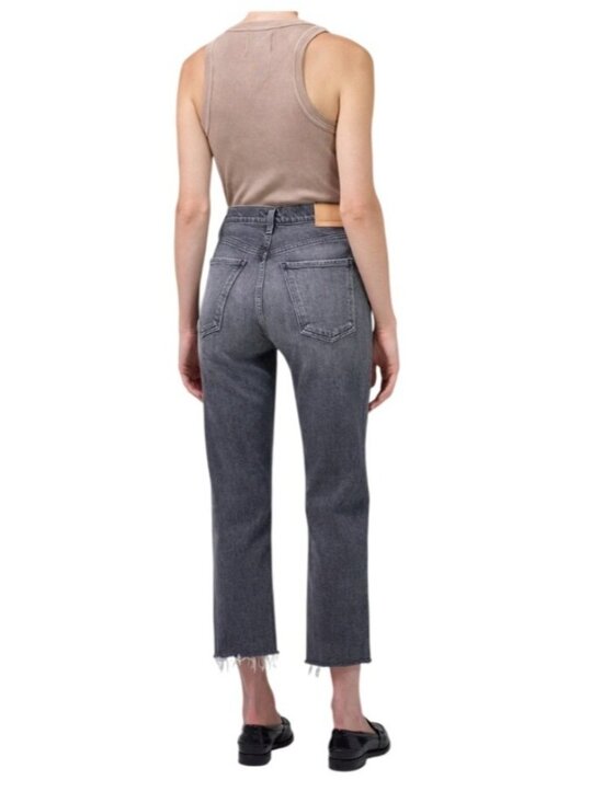 Citizens Of Humanity Denim - Citizens of Humanity Gray Raw Hem Daphne Crop Jeans